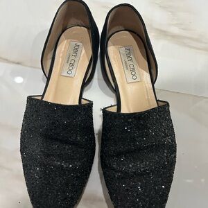 Jimmy Choo Black Sparkle Flats